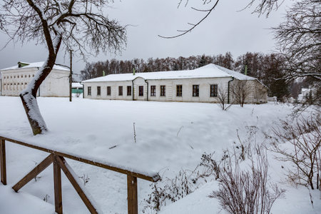 MOSCOW REGION, RUSSIA - DECEMBER 9, 2017: Architecture of the winter historical Manor Serednikovo. Built in the 18th centuryのeditorial素材