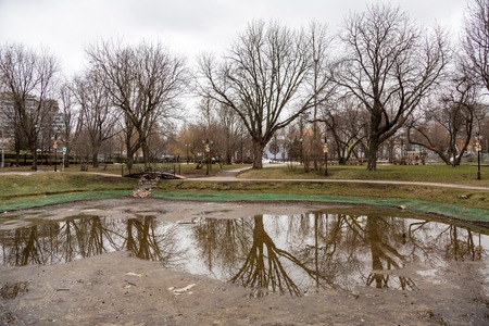 MOSCOW, RUSSIA - DECEMBER 18, 2017: A frozen pond in the Catherine Parkのeditorial素材