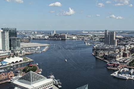 BALTIMORE, MARYLAND, USA - JULY 16, 2011: Cityscape of Baltimore downtown from a bird's eye viewのeditorial素材
