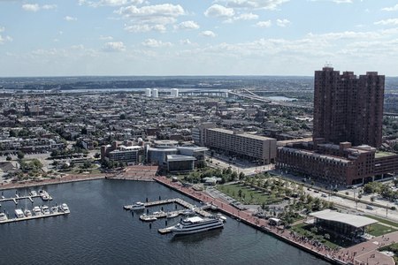 BALTIMORE, MARYLAND, USA - JULY 16, 2011: Cityscape of Baltimore downtown from a bird's eye viewのeditorial素材