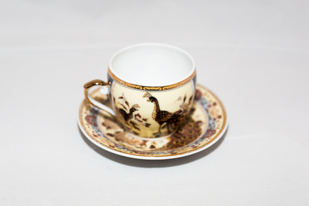 Elegant vintage cup with saucer for coffee or teaの写真素材