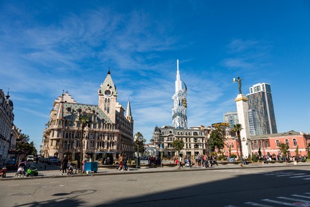 BATUMI, GEORGIA - MARCH 17, 2018: The statue of Medea is located in the heart of the city. Symbol of wealth and prosperity of the country. Located on the Square of Europeのeditorial素材