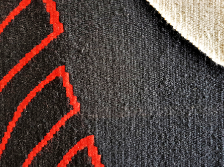 Natural wool carpet with handmade patterns. Textureの写真素材