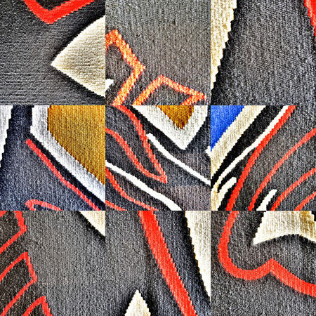 Natural wool carpet with handmade patterns. Textureの写真素材