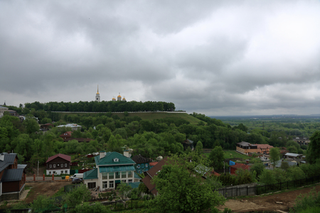 VLADIMIR, RUSSIA - MARCH 18, 2018: Assumption Cathedral of the XII century. An outstanding monument of white stone architecture. Gold Ring of Russia. UNESCO World Heritageのeditorial素材