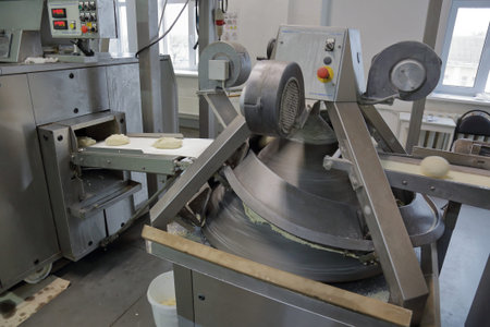 Industrial equipment and machinery at the factory of bread and sweets