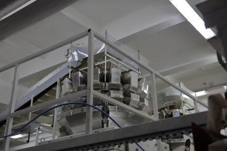Industrial equipment and machinery at the factory of bread and sweets