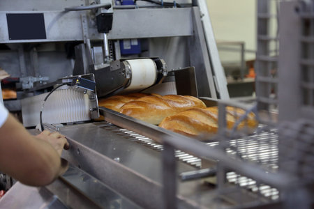 Industrial equipment and machinery at the factory of bread and sweets