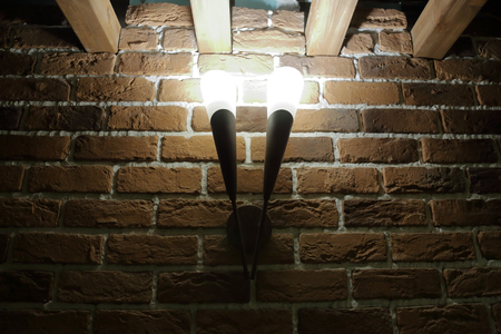 Antique vintage lamp with bright white lightの写真素材