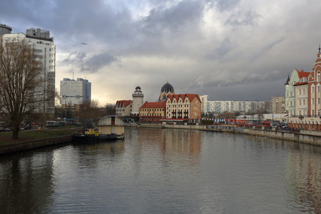 KALININGRAD, RUSSIA - NOVEMBER 27, 2018: The Pregolya River within the city limitsのeditorial素材