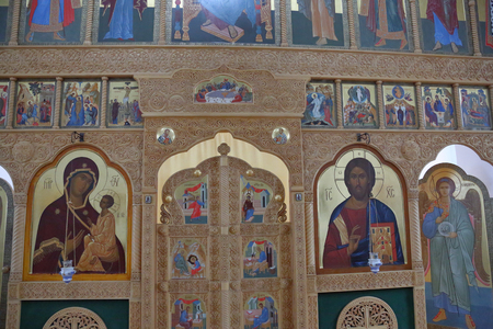 IZOBILNOE, KALININGRAD REGION, RUSSIA - NOVEMBER 28, 2018: Interior of the Churh of the Mother of God's Sovereign Iconのeditorial素材