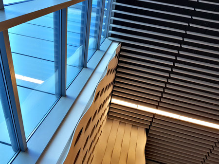 Minimalistic interior with a window in a modern business building