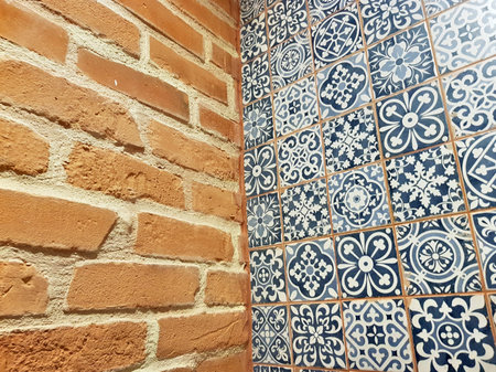 The idea of design embossed wall of an old textured bricks