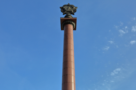 Kaliningrad, Russia - February 24, 2019: Stela on Victory Square in memory of the hostilities of the Russian army. Established in 2005のeditorial素材