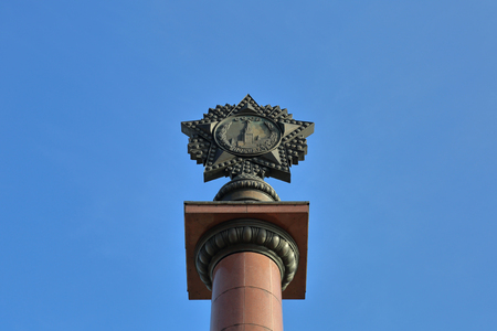 Kaliningrad, Russia - February 24, 2019: Stela on Victory Square in memory of the hostilities of the Russian army. Established in 2005のeditorial素材