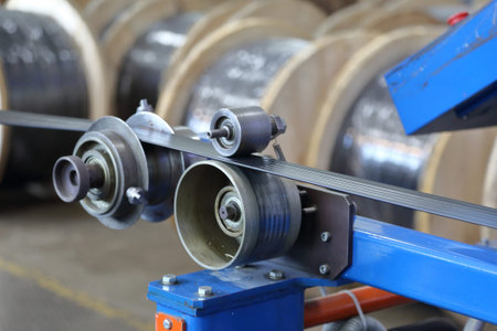 Industrial equipment at the plant for the production of high-tech wires and specialized cables