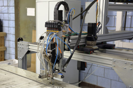 Modern industrial machine with digital program control for metal working in the factory workshop