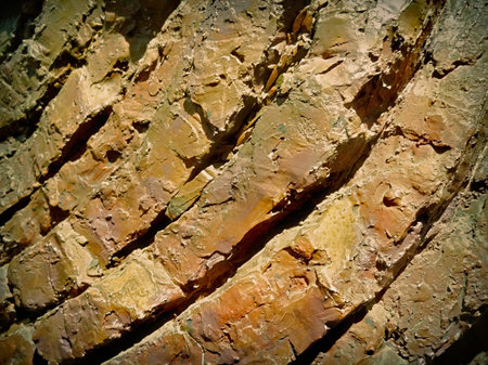 Fragment of a textured old brown brick wall
