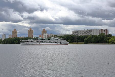 River transport vessel on the surface of the river in the daytimeの写真素材