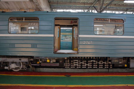 Moscow, Russia - September 6, 2019: Inside the Severnoe electric depot for the maintenance and...