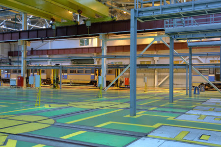 Moscow, Russia - January 29, 2020: Inside the Mitino electric depot for the maintenance and repair...