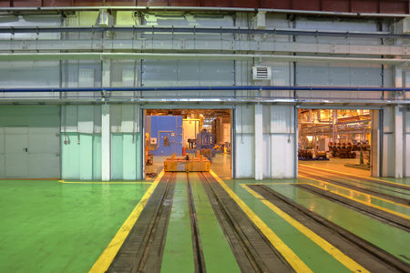 Moscow, Russia - January 29, 2020: Inside the Mitino electric depot for the maintenance and repair...