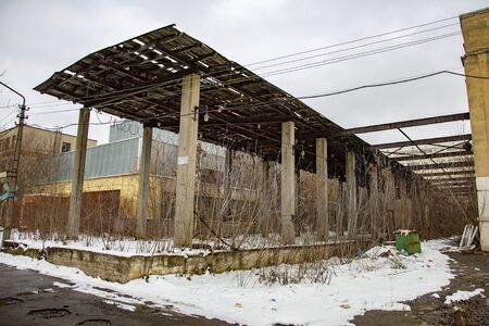 Moscow, Russia - February 1, 2020: Abandoned territory of the MIG Aircraft Building Plantのeditorial素材