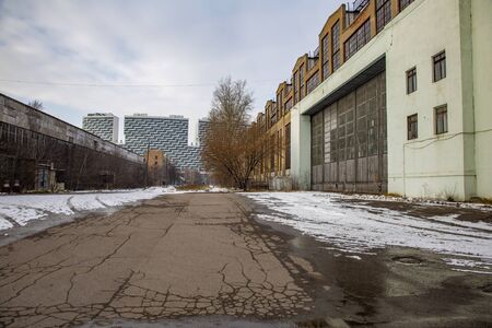 Moscow, Russia - February 1, 2020: Abandoned territory of the MIG Aircraft Building Plantのeditorial素材
