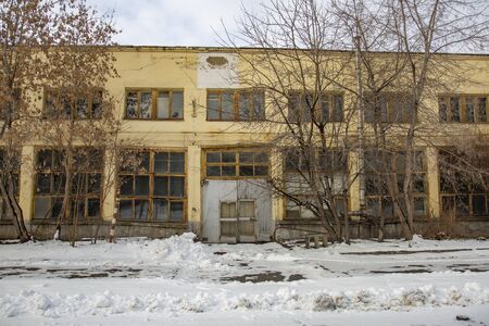 Moscow, Russia - February 1, 2020: Abandoned industrial building of the MIG Aircraft Building Plantのeditorial素材