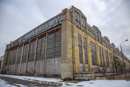 Moscow, Russia - February 1, 2020: Abandoned industrial building of the MIG Aircraft Building Plantのeditorial素材