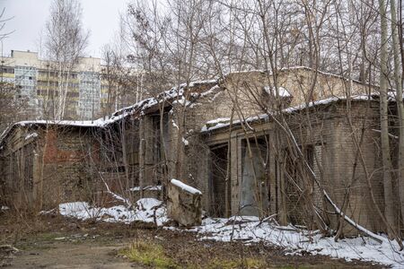 Moscow, Russia - February 1, 2020: Abandoned industrial building of the MIG Aircraft Building Plantのeditorial素材