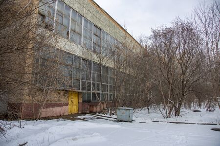 Moscow, Russia - February 1, 2020: Abandoned industrial building of the MIG Aircraft Building Plantのeditorial素材