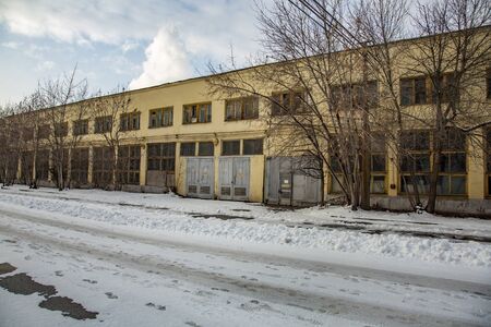 Moscow, Russia - February 1, 2020: Abandoned industrial building of the MIG Aircraft Building Plantのeditorial素材