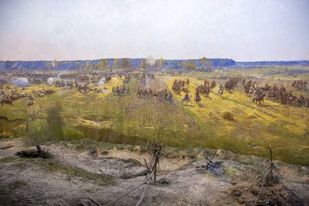 Moscow, Russia - February 05, 2020: Museum-panorama Battle of Borodino. Part of the unique painted panorama of the battle of Borodino. Drawn by Franz Roubaud in 1912のeditorial素材