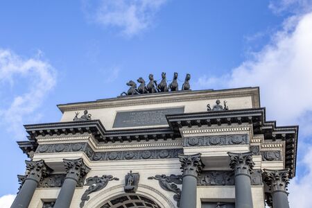 Moscow, Russia - February 5, 2020: Triumphal Gate on Kutuzov avenue. Built in 1968 by Libsonのeditorial素材