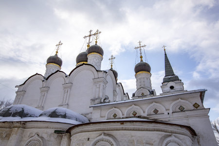 Moscow, Russia - February 07, 2020: Exterior of the Temple of St. Prince Vladimir in Old Sadekh....