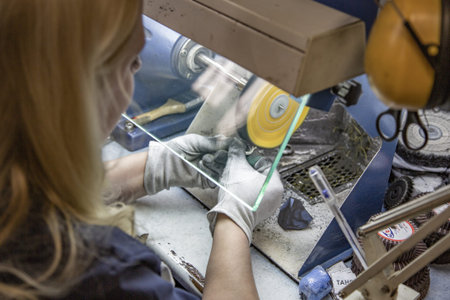 Moscow, Russia -February 14, 2020: Industrial workshop of the watch factory Nika. Manufacture of...