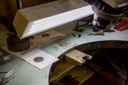 Moscow, Russia -February 14, 2020: Industrial workshop of the watch factory Nika. Manufacture of...