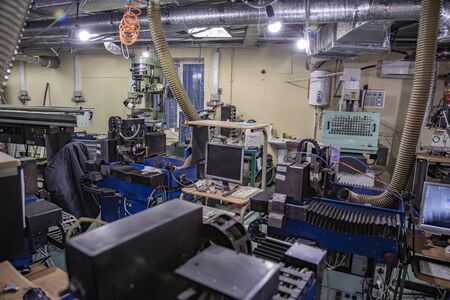 Moscow, Russia -February 14, 2020: Industrial workshop of the watch factory Nika. Manufacture of wristwatches and precious metal productsのeditorial素材