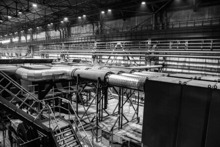 Moscow region, Russia - February 15, 2020: Zagorsk Pipe Plant. Industrial production workshop for the oil and gas industryのeditorial素材