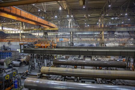 Moscow region, Russia - February 15, 2020: Zagorsk Pipe Plant. Industrial production workshop for the oil and gas industryのeditorial素材