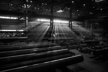 Moscow region, Russia - February 15, 2020: Zagorsk Pipe Plant. Industrial production workshop for the oil and gas industryのeditorial素材