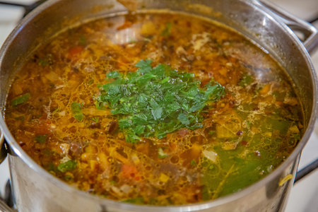 Natural vegetable ingredients for cooking delicious mushroom soup