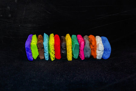 Bright multi-colored pieces of plasticine for creativity and development of skills since childhood