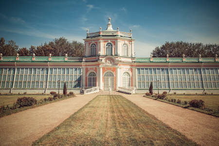 Moscow, Russia - August 8, 2020: Part of the architectural ensemble of the historical museum-estate Kuskovo. Fine example of the 18th century architecture and park landscapingのeditorial素材