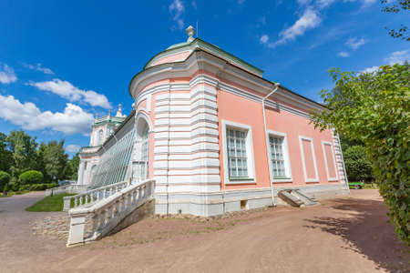 Moscow, Russia - August 8, 2020: Part of the architectural ensemble of the historical museum-estate Kuskovo. Fine example of the 18th century architecture and park landscapingのeditorial素材