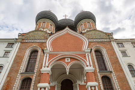 Moscow, Russia - August 16, 2020: Exterior of the Cathedral of the Intercession of the Blessed...