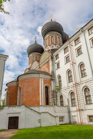 Moscow, Russia - August 16, 2020: Exterior of the Cathedral of the Intercession of the Blessed...