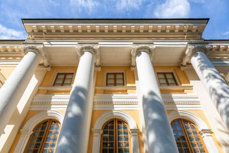 Krasnogorsk, Russia - August 23, 2020: Part of the architectural ensemble of the historical museum-estate Arkhangelskoye. Fine example of the 18th century architecture and park landscapingのeditorial素材