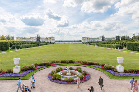 Krasnogorsk, Russia - August 23, 2020: Part of the architectural ensemble of the historical museum-estate Arkhangelskoye. Fine example of the 18th century architecture and park landscapingのeditorial素材